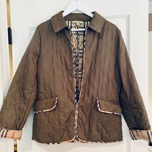 Burberry Olive Green Quilted Jacket